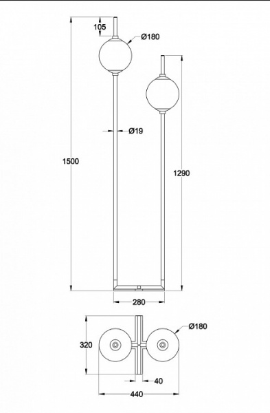 Напольный светильник (торшер) Table & Floor Z020FL-L12BK Maytoni The Sixth Sense Напольный светильник (торшер) Table & Floor Z020FL-L12BK Maytoni The Sixth Sense