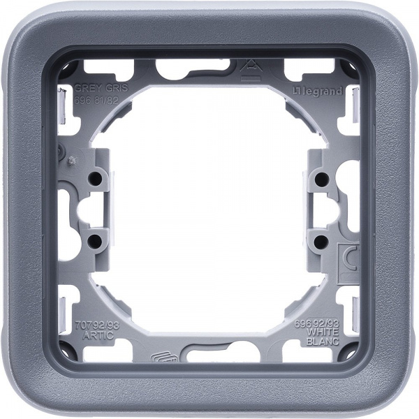 Legrand Plexo Серый Рамка 1-ая с суппортом, для внутреннего монтажа IP55