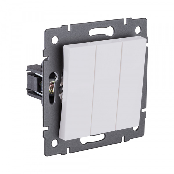 Выключатель 3-клавишный 10А/250В, белый матовый Kollinger REA-S-012WM для Aspekt, Eleganz, Reflex