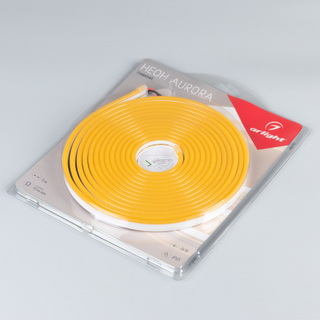 Arlight Лента герметичная AURORA-PS-A120-12x6mm 24V Amber (10 W/m, IP65, 2835, 5m) (-)