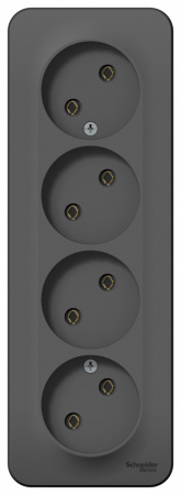 SE Blanca наруж Антрацит Розетка 4-ая б/з без шторок 16А, 250В, изолир. пластина