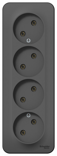 SE Blanca наруж Антрацит Розетка 4-ая б/з без шторок 16А, 250В, изолир. пластина