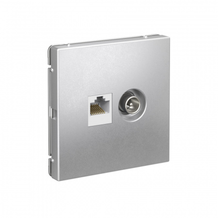 Systeme Electric ArtGallery Алюминий Розетка двойная ТВ + компьютерная RJ45, кат. 5Е