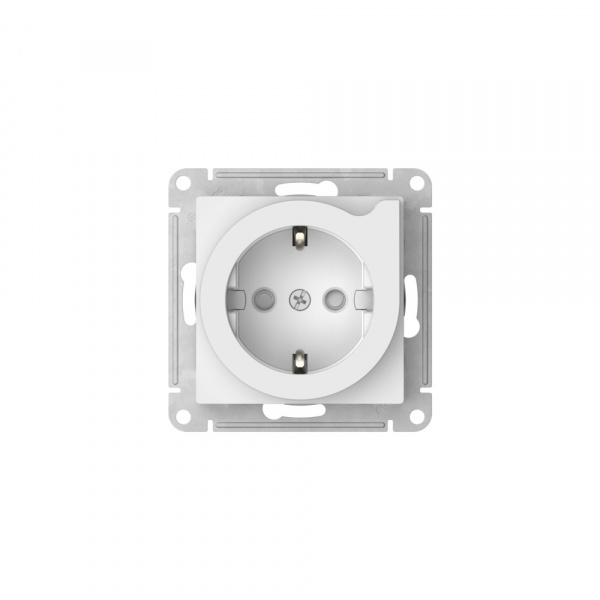 Systeme Electric AtlasDesign Белый Розетка с заземлением со шторками с выталк., 16А,мех., быстрозажим. клем.