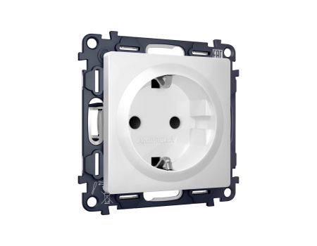 Комплект механизма электрической розетки ALFA MA127010 Белый матовый с заземлением со шторками 2P+E 16A-250V QUANT