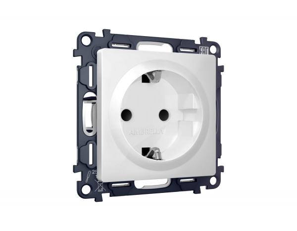Комплект механизма электрической розетки ALFA MA127010 Белый матовый с заземлением со шторками 2P+E 16A-250V QUANT