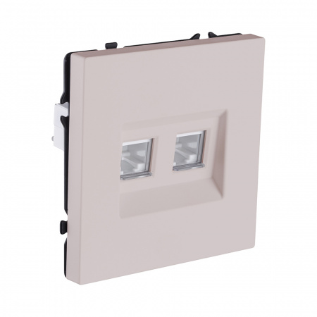 Розетка двойная Ethernet RJ45 Cat.6, кашемир матовый Kollinger Eclipse EC-018CM