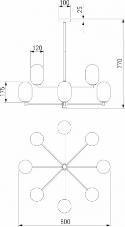 Потолочный светильник со стеклянными плафонами 60161/8 латунь Eurosvet Loona