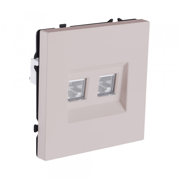 Розетка двойная Ethernet RJ45 Cat.6, кашемир матовый Kollinger Eclipse EC-018CM