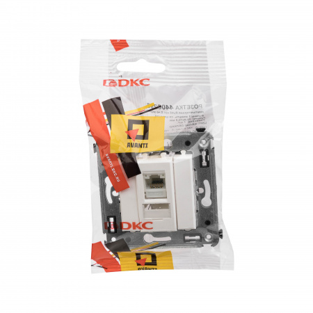 DKC Avanti Белое облако Компьютерная розетка RJ-45 в стену, кат.6 одинарная