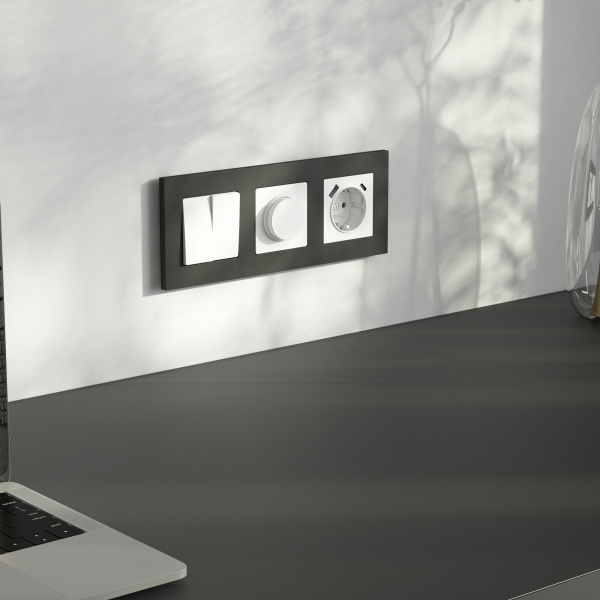 Розетка с заземлением, шторками и USB тип A+C (белый матовый) W1171761 Розетка с заземлением, шторками и USB тип A+C (белый матовый) W1171761