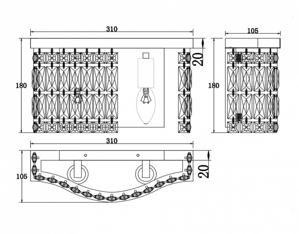 Настенный светильник (бра) DIA005WL-02CH Maytoni Dune