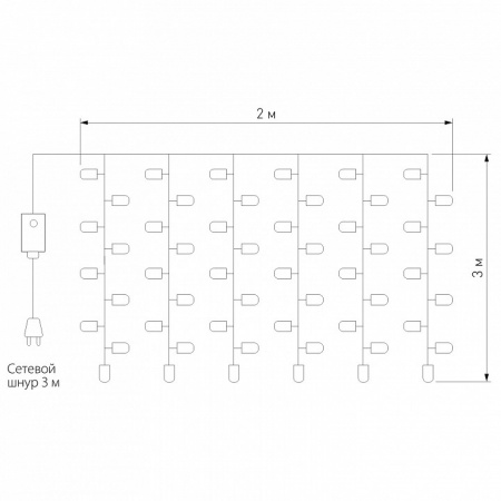 Гирлянда занавес белый 2*3 м IP20 200-002 белый Eurosvet 200-002
