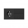 Simon 100 Черный матовый  Кит 2 поста, фронт. Накладка на 1 розетку Schuko + 1 клавиша выключателя + 1 заглушка