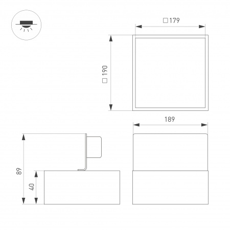 Светильник DL-GRIGLIATO-S190x190-24W Day4000 (BK, 100 deg, 230) (Arlight, IP40 Металл, 5 лет)