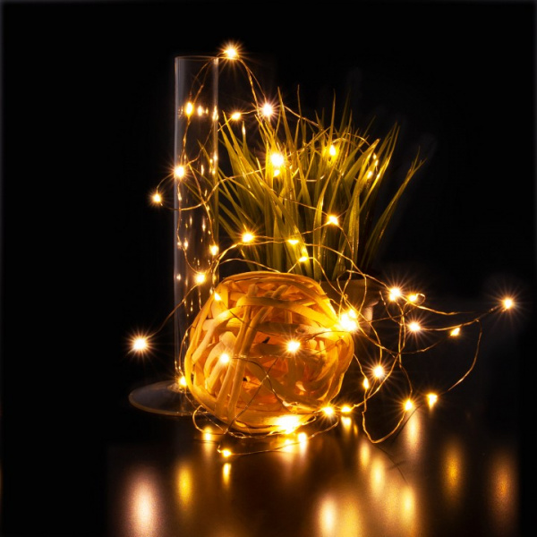 Гирлянда нить 'Роса' теплый белый 5м IP20 400-007 теплый белый Eurosvet Роса