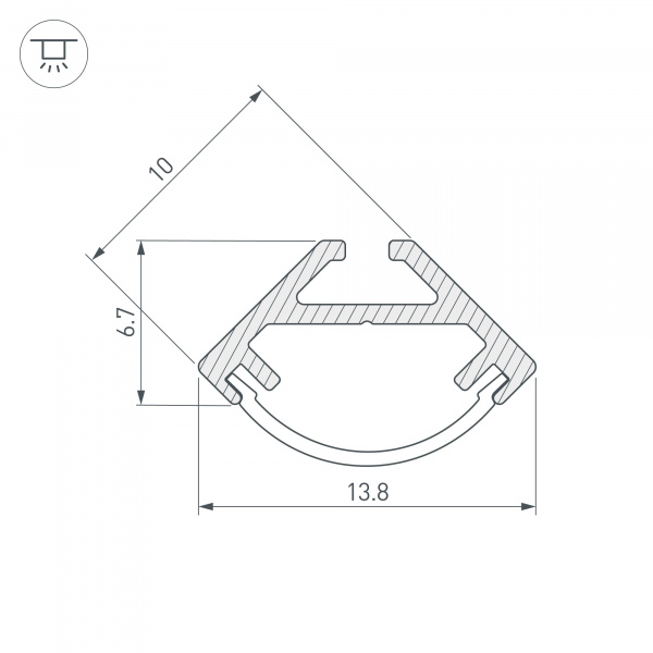 Arlight Профиль SL-KANT-H10-2000 ANOD (Алюминий)