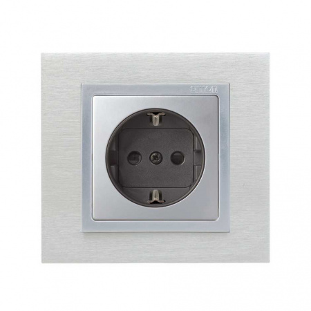 Simon 82 Алюминий Накладка розетки 1-ая с/з