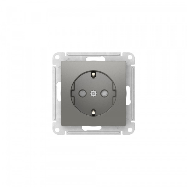 Systeme Electric AtlasDesign Сталь Розетка с заземлением со шторками, 16А, мех., быстрозажим. клем.