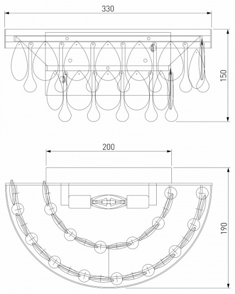 Настенный светильник с хрусталем 60165/2 латунь Eurosvet Sophie