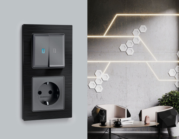 Рамка ALFA Platos (Черный Металл шлифованный) 2-ая AF550502