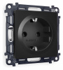 Комплект механизма электрической розетки ALFA MA806010 Черный матовый с заземлением на винтовых зажимах 2P+E 16A-250V QUANT