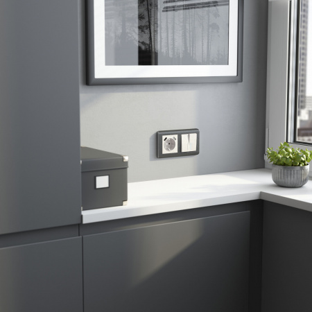 Выключатель двухклавишный проходной с подсветкой (перламутровый рифленый) W1122113