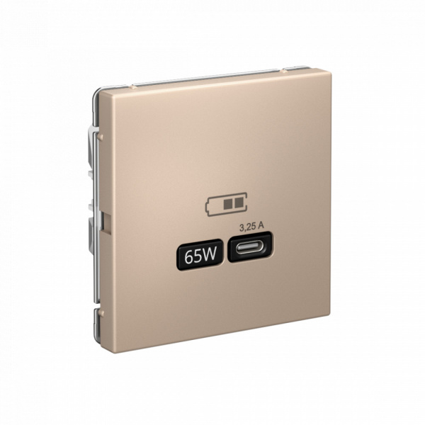 Systeme Electric ArtGallery Песочный USB Розетка тип-С 65Вт высокоскор.заряд. QC, PD, механизм