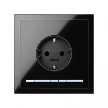 Simon 100 Черный глянец Накладка розетки Simon iO Schuko