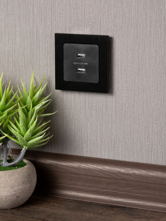 EKF PROxima Стокгольм Черный Розетка USB 2-ая, 2,1А