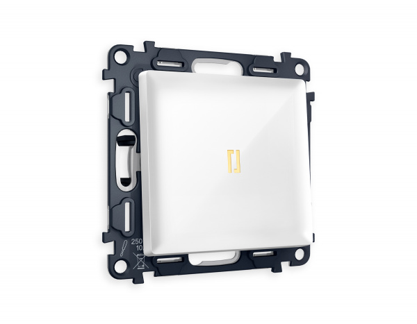 Комплект механизма 1-клавишного выключателя с подсветкой 3200K ALFA MA102010 Белый глянец QUANT