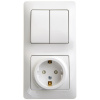 SE Glossa Бел Блок: розетка с/з со шторками и 2-кл. выключатель