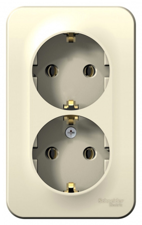 SE Blanca наруж Молочная Розетка 2-ая с/з без шторок 16А, 250В, изолир. пластина