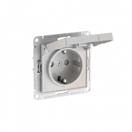 Systeme Electric AtlasDesign Жемчуг Розетка с заземл. со шторк. с крышкой, 16А, IP20,мех., быстрозажим. клем.