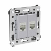 DKC Avanti Компьютерная розетка RJ-45 без шторки в стену, кат.6 двойная экранированная, Закаленная сталь