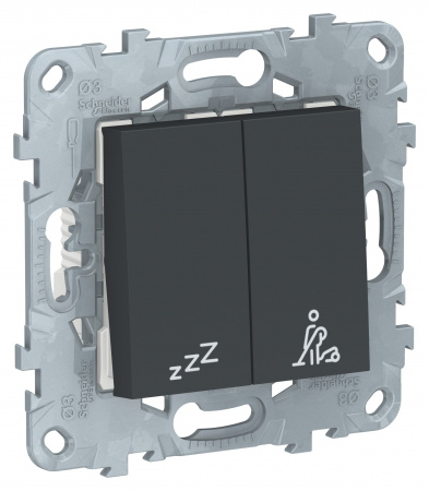 SE Unica New Антрацит Выключатель кнопочный "Не беспокоить-убрать номер"