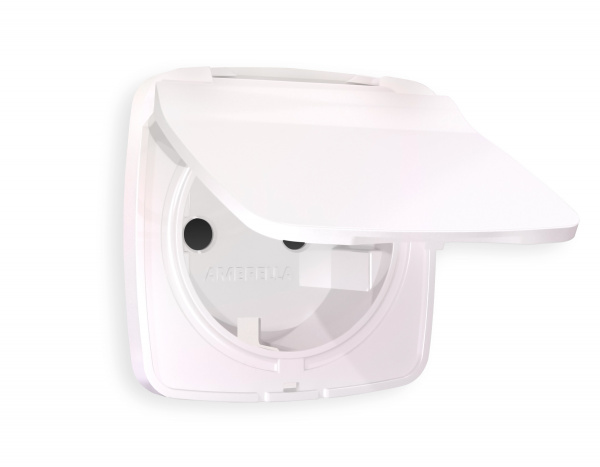 Лицевая панель OMEGA (Жемчуг) для электрической розетки с заземлением со шторками и крышкой IP44 QUANT OP2080