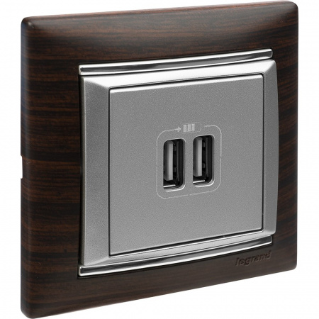 Legrand Valena Алюминий Розетка 2-ая USB