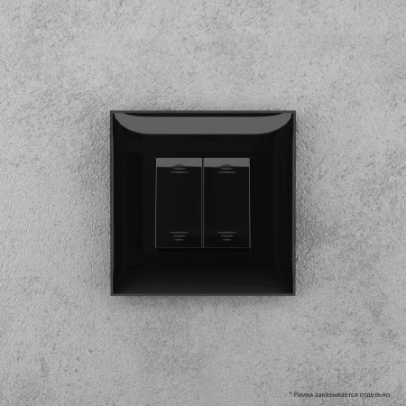 DKC Avanti Черный квадрат Выключатель двухклавишный