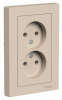SE AtlasDesign Песочный Розетка двойная б/з,16А, в сборе