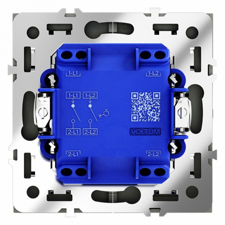 Выключатель с самовозвратом встраиваемый VOLTUM S70 двухклавишный 10А, (титан)