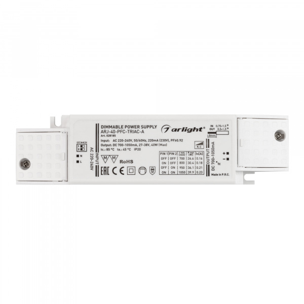 Драйвер Arlight ARJ-40-PFC-Triac-A 27-38V 40W IP20 0,7-1,05A 028185