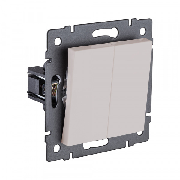 Выключатель 2-клавишный 10А/250В, кашемир матовый Kollinger REA-S-007CM для Aspekt, Eleganz, Reflex