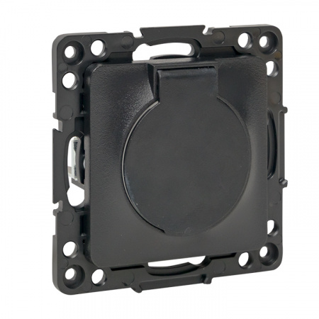 EKF PROxima Стокгольм Черный Розетка с/з, со шторками и крышкой, 16А, IP44