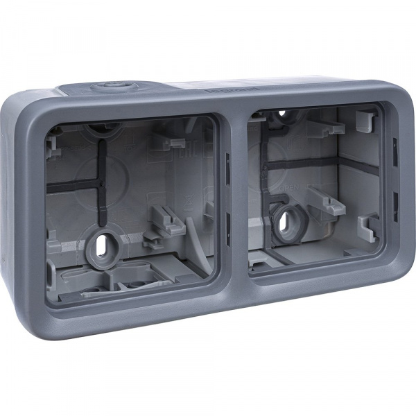 Legrand Plexo Серый Монтажная коробка 2-ая для наружного монтажа,горизонтальная,IP55