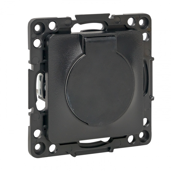 EKF PROxima Стокгольм Черный Розетка с/з, со шторками и крышкой, 16А, IP44