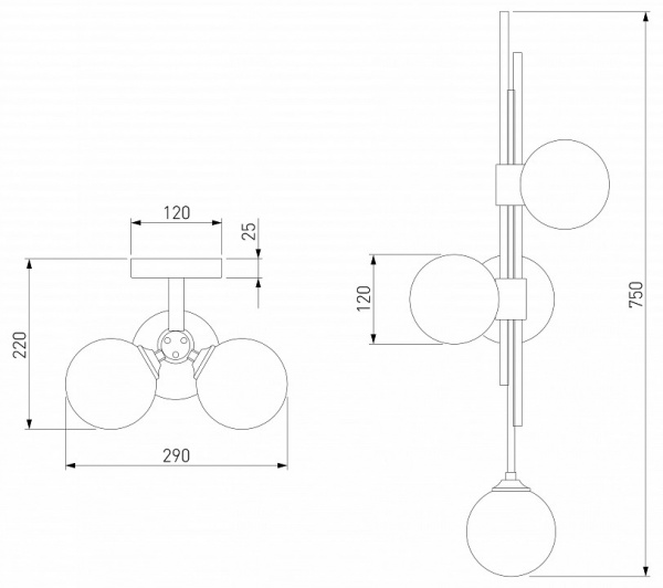 Настенный светильник со стеклянными плафонами 50383/3 черный Eurosvet Volver