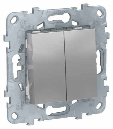 SE Unica New Алюминий Переключатель 2-клавишный, 2 х сх. 6