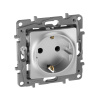 Legrand Etika Алюминий Розетка с/з со шторками, винтовые клеммы, 16А, 250 В