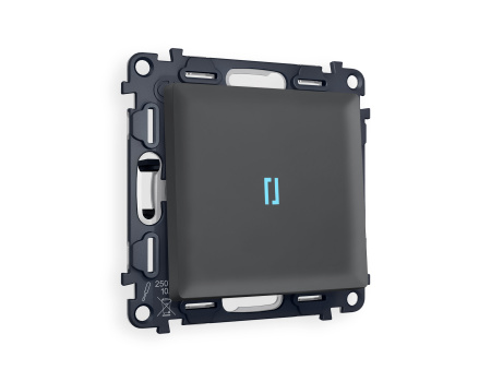 Комплект механизма 1-клавишного проходного выключателя с подсветкой 10000K ALFA MA902040 Графит мягкое касание QUANT